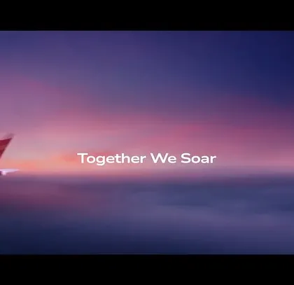 The "Together We Soar" tagline from the Air India campaign, featuring the airline's plane against a beautiful sunset. This represents the culmination of the story we helped tell.