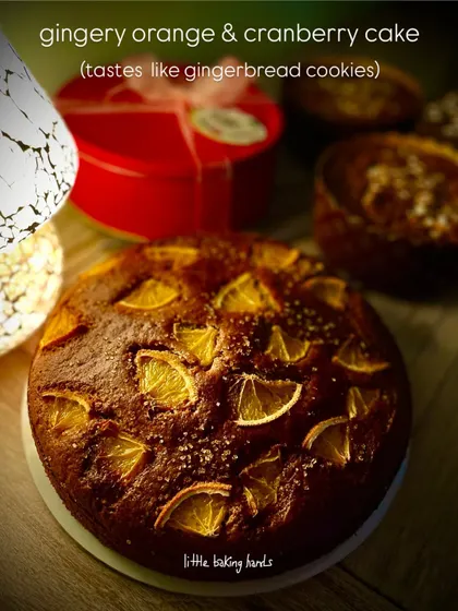 A very Christmasy flavour: orange, ginger, and cranberry. This whole wheat cake tastes just like gingerbread cookies and is perfect for the festive season.