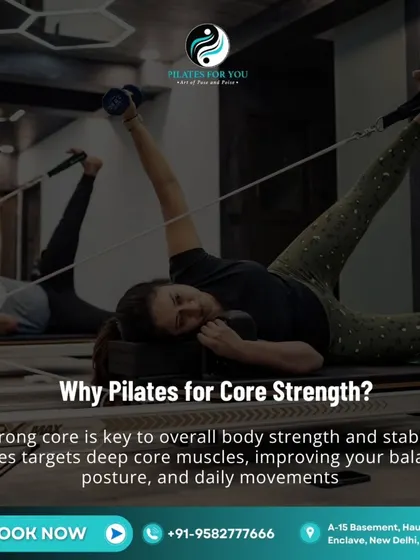 A strong core is the key to overall body strength. This graphic explains how Pilates targets deep core muscles to improve your balance, posture, and daily movements.