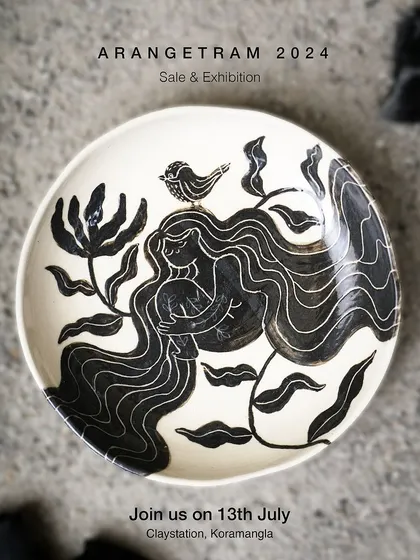Dhedeepya found solace and fulfillment in clay during challenging times. Her Arangetram collection of drinkware is a love letter to self, inspired by her favorite moments with coffee and tea and using sgraffito techniques to evoke kindness and self-compassion.