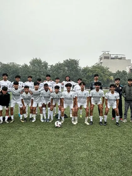 Our U19 A-Team posing for a squad photo, united and ready to take on the challenges of the Delhi Youth League.