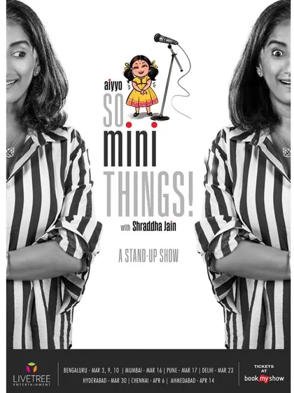 The final tour poster for Aiyyo Shradha's show, demonstrating how the character avatar becomes a central part of the brand identity for an event or campaign.