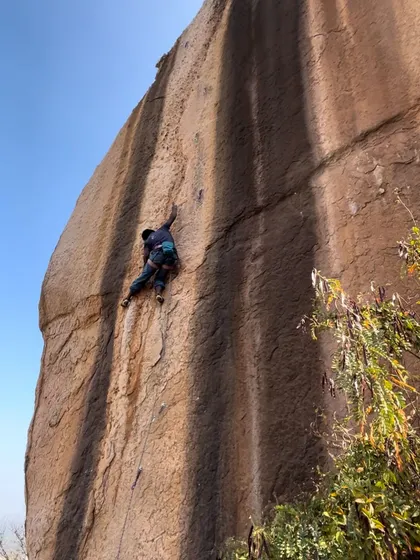The first ascent of 'Mudde Power', Bangalore's first bolted 5.13 route. This climb, dedicated to our weekday crew, represents a new level of sport climbing in the area.