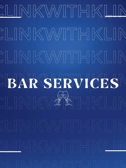 A graphic highlighting our core offering: Bar Services. This is just one of the many hospitality services we provide to make your event perfect.