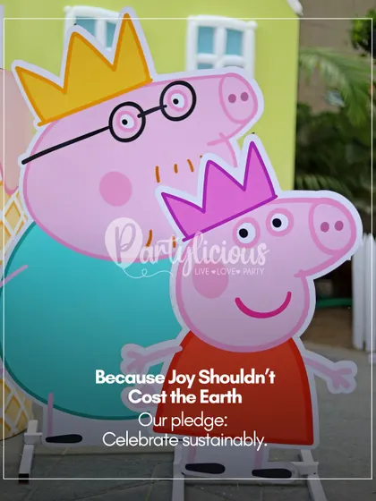 Oink oink. A Peppa Pig party is always filled with fun and muddy puddles of joy. Our custom, reusable character props are a sustainable way to bring your child's favorite show to life.