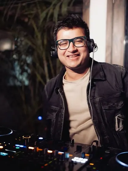 A happy moment behind the decks at a beautiful wedding celebration. It's an honor to provide the soundtrack for such special occasions.