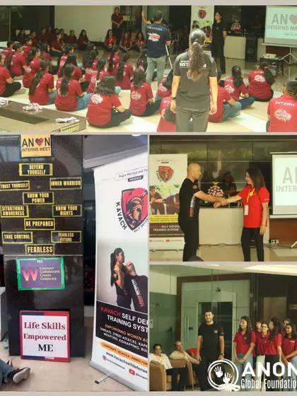 A collage from our session with ANON Global Foundation, showing a mix of instruction, demonstration, and hands-on practice. We tailor each program to the organization's needs.