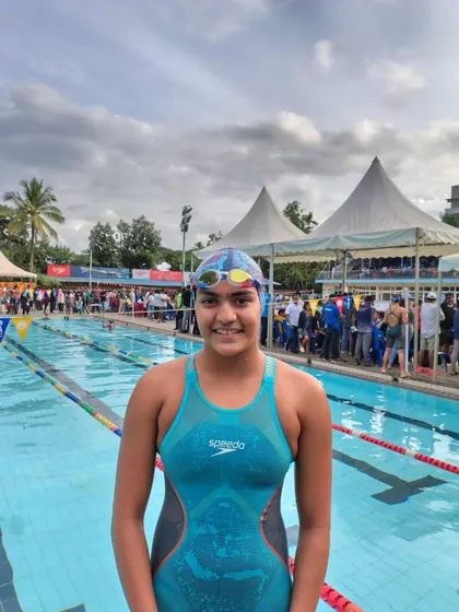 Tanya N.M, a multiple medalist in backstroke events.