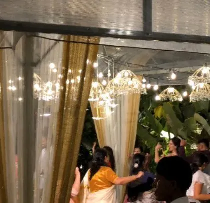 A two-states wedding with elegant decor. I provide music that bridges cultures, including Punjabi, Bollywood, and South Indian hits.