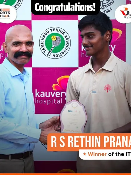 A roaring salute to Rethin Pranav for seizing victory at the ITF J60 in Chennai. This win is a showcase of his exceptional skill and determination, and we are proud to be part of his journey.