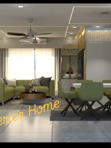 A full view of the open-plan living and dining area, showcasing the cohesive design and luxurious feel of the space.
