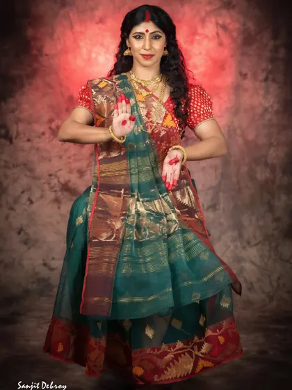 The final image of the Goddess, resplendent and powerful, before her Visarjan or immersion. This moment reminds us of the cycle of creation and dissolution, a central theme in Indian philosophy.