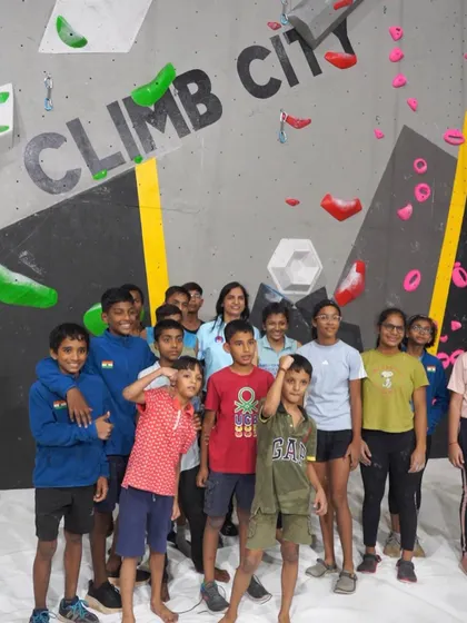 A group photo of our young climbers and their coach! It was an amazing day filled with incredible skills and boundless enthusiasm. We love our team of little crushers!