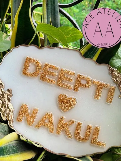 This custom white and gold geode resin nameplate is one of my most loved designs. I can personalize it with your names to create a beautiful and welcoming entrance for your home.