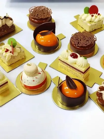 A selection of individual French-style pastries. Offering a variety of mini desserts like these is a great way to cater to different tastes.