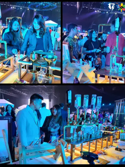 A collage of our interactive bar setups at the Gourmet Festival at Worli NSCI Dome, a major public food and drink event.