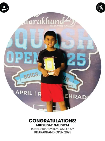 Congratulations to Abhyuday Naudiyal for his Runner-Up finish in the U9 Boys Category at the Uttarakhand Open 2025.