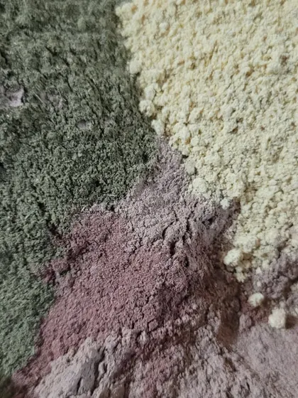 A beautiful mix of powders for my Herbal Hair Pack. This pack is a deep conditioning treatment that you can mix with water or curd to nourish your hair from root to tip.