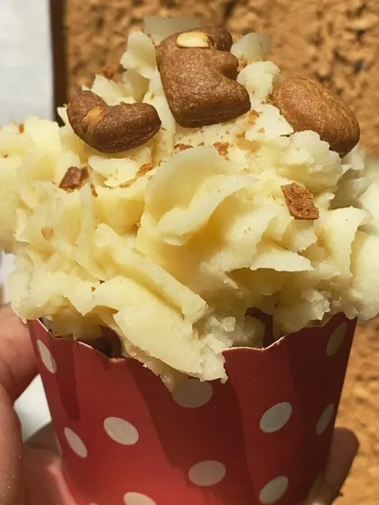 Another view of the peanut butter pupcake. I use my own homemade peanut butter, which has no salt or sugar.