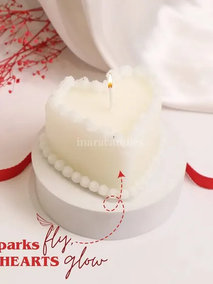 Sparks fly, hearts glow. This simple and elegant heart-shaped candle is a beautiful way to show your love. It's a perfect little reminder for your partner this Valentine's Day.