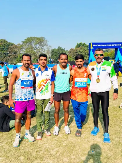 Our runners after the Tata Steel 25k in Kolkata. It's great to see them supporting each other even at events far from home.