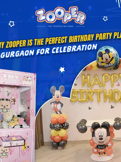 Looking for the perfect birthday party place in Gurgaon? With themed decorations like this Mickey Mouse setup and endless activities, I am the top choice for celebration.