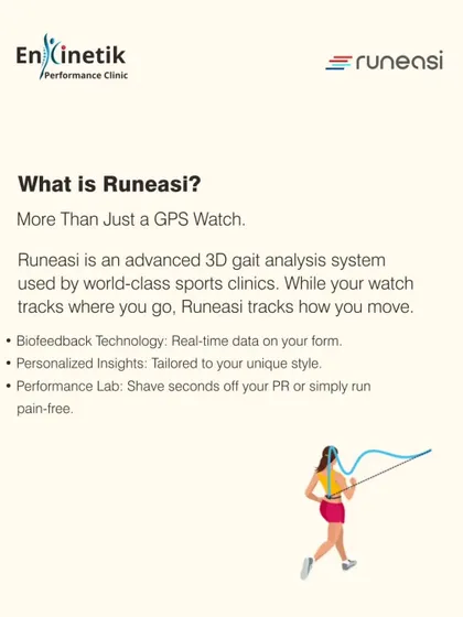 My system, Runeasi, is more than just a GPS watch that tracks where you go; it tracks how you move. It provides real-time biofeedback and personalized insights, turning my clinic into your personal performance lab.