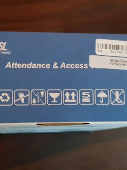The back of the eSSL box showing the model name F22+ID+WiFi, indicating it can connect to the network wirelessly.