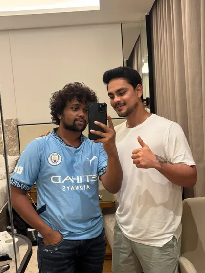 A selfie with Ishan Kishan after getting him styled with a new look. It's all about that fresh-cut confidence.
