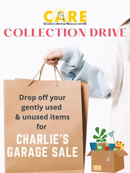 Drop off your gently used items for Charlie's Garage Sale! This simple graphic serves as a powerful call to action for our community to contribute to one of our biggest annual fundraisers.