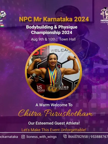 I'm excited to be an esteemed guest athlete at the upcoming NPC Mr. Karnataka 2024 championship. Let's make it unforgettable!