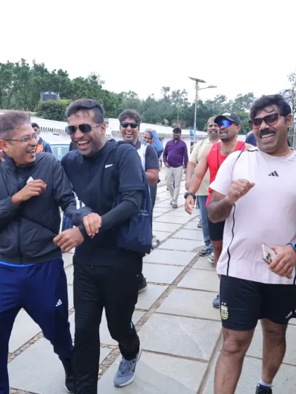 Laughter and camaraderie are guaranteed on our outings. Here, members of a doctors' group share a light-hearted moment during their Nandi Hills adventure.