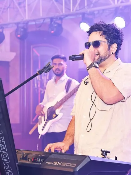 A wide shot of our performance setup at the ITC Grand Central. We are experienced in working with premium venues and delivering a top-tier live music experience.