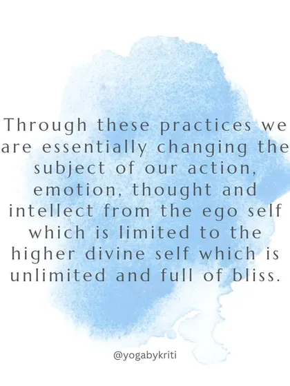 Through these four paths, we are essentially changing the subject of our action, emotion, thought, and intellect from the limited ego-self to the unlimited, blissful divine Self.