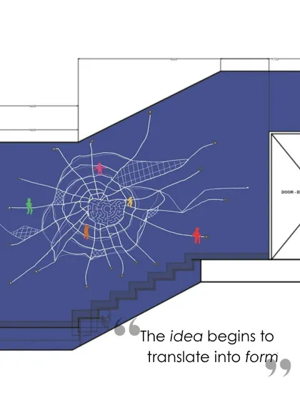Part of our 'Staircase Entry Project' study, this image shows how an idea begins to translate into a tangible form, illustrating our design process from abstract to concrete.
