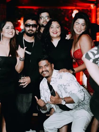 The whole group together for a memorable night at Badmaash.