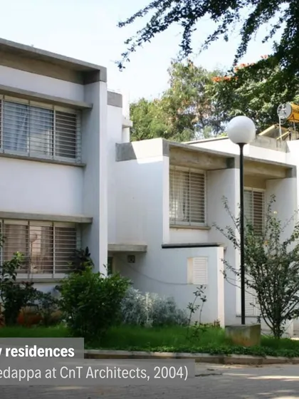 A snapshot of the faculty residences we designed at IIM-B in 2004. This project continued our exploration of context-sensitive modernism on the campus.