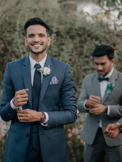 The groom and his groomsmen looking sharp and ready for the ceremony.