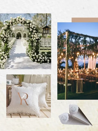 More inspiration for the 'Luxe Garden' theme I was so excited to share. This moodboard helped define the key elements, from the floral arch to the personalized cushions.