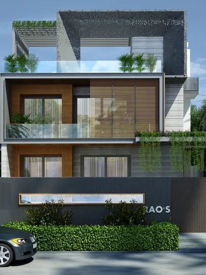 For this residence, we used a combination of wood cladding, expansive glass, and an integrated vertical garden. This approach softens the structure's modern lines and creates a private green oasis for the inhabitants.