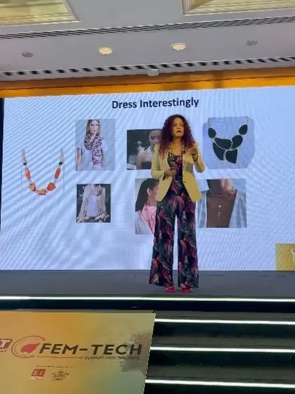 On stage at the ET Now Fem-Tech Summit, discussing how to 'Dress Interestingly'. I explained how accessories are not just add-ons but essential tools for expressing personality and elevating a simple outfit.