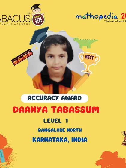 Daanya Tabassum from Bangalore North, celebrating her Accuracy Award.