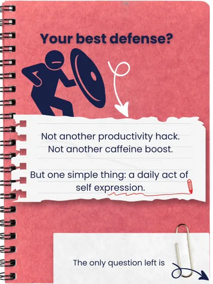 What is your best defense against burnout? Not another productivity hack or caffeine boost. It's a simple, daily act of self-expression. The only question is, what will yours be?