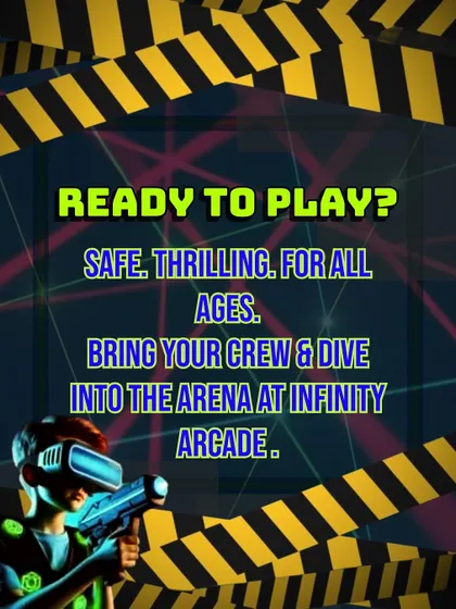 Ready to play? Our laser tag arena is safe, thrilling, and perfect for all ages. Bring your crew and dive into the action at Infinity Arcade.