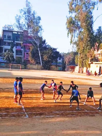 A wide view of our kabaddi ground during a practice match. This is our temple, where we worship the sport of kabaddi.