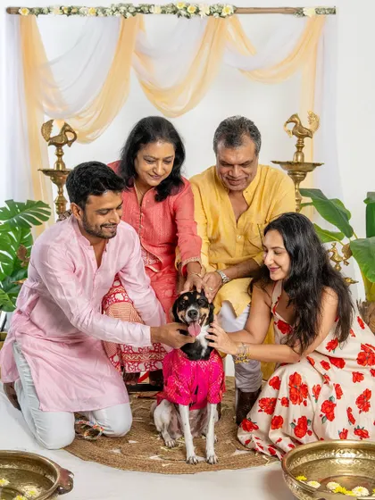 A full family portrait from our Diwali mini-session. It's a wonderful opportunity to get everyone dressed up and create a lasting memory of the festive season.