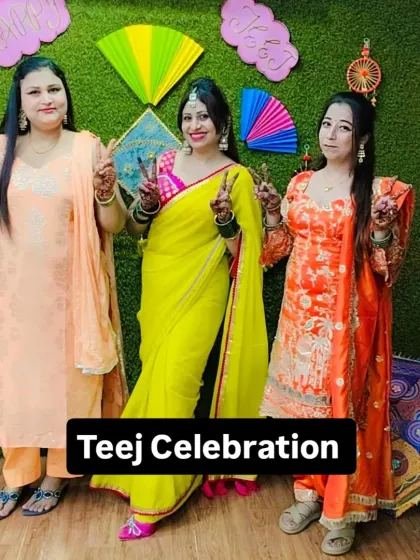 A snapshot from our Teej celebration, capturing the fun and festive atmosphere of our studio.