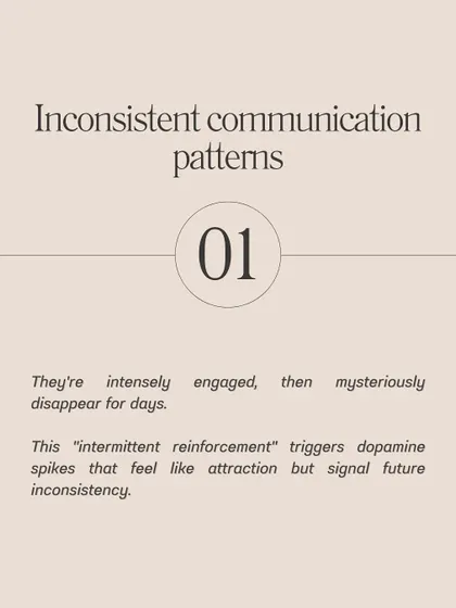 **Here is how to spot emotional unavailability in the first three dates.** Look for inconsistent communication patterns, where they are intensely engaged then disappear. Notice if they keep conversations surface-level, avoiding vulnerability. Vague future plans and how they talk about their exes are also major clues.