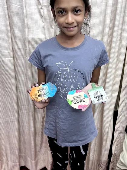 Even the kids got in on the fun at our magnet-making workshop, creating colorful and quirky designs.
