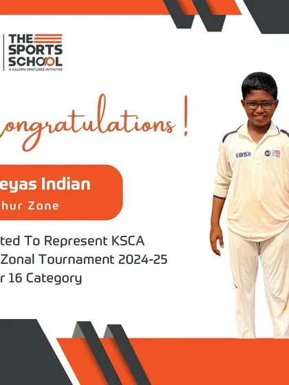 Congratulations to Shreyas Indian for his selection to the KSCA Inter-Zonal U16 Tournament representing the Raichur Zone.